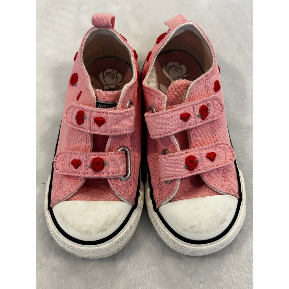 Converse All Star Infant Pink Rose Heart Embroidered Sneakers A15675F Size 8